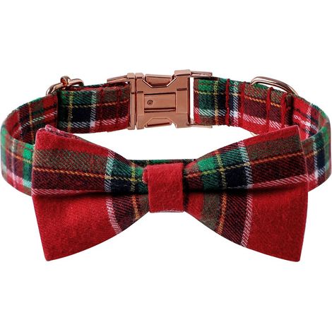 Collier Pour Chien Avec Nœud Papillon - Coton Pur - Réglable - Pour Chiens Petits Moyens Et Grands - Rouge - 1 Pièce (1/5)