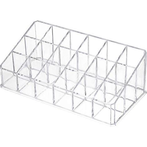 Organisateur de rouges à lèvres, boîte de rangement pour maquillage à 18 compartiments, pouvant contenir rouges à lèvres et gloss, transparent (1/5)