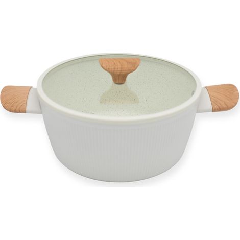 Ein entzückender 4-Liter-Gran-Duka-Topf aus beige-grauem Aluminium mit Deckel (1/3)
