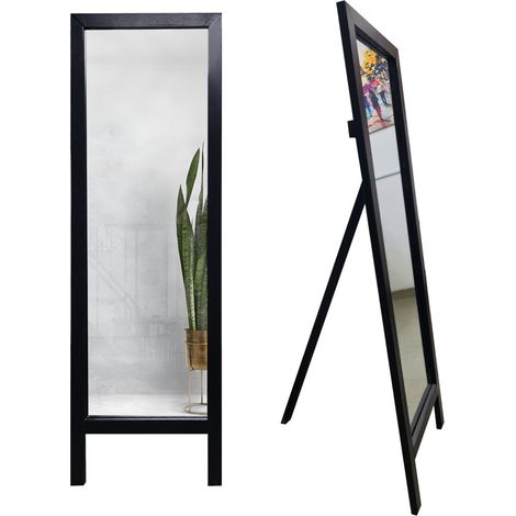 Spiegel schafft, rechteckig, bodenständig, Rahmen transparent, 45x145h cm Schwarz
