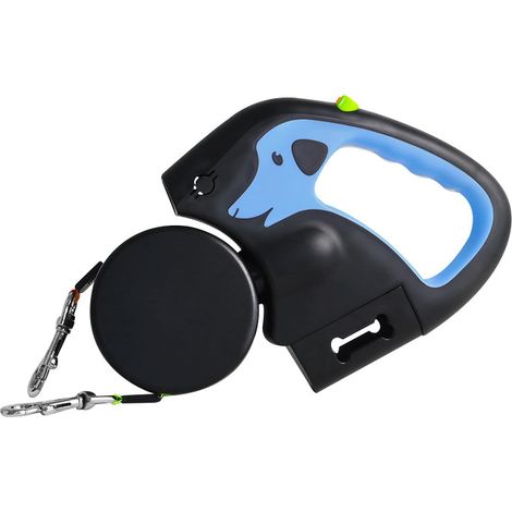 Hundeleine mit LED-Licht – 3 Meter lange, einziehbare Doppelleine – Geeignet für 2 Hunde, verwicklungsfrei – 360° drehbare Leine, ideal für kleine und mittelgroße Hunde bis 11,4 kg – blau
