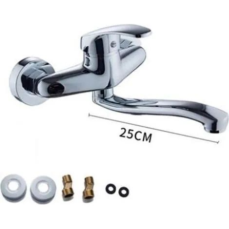 Robinet d'eau chaude et froide mural pivotant pour lavabo, adapté à une utilisation sur balcon. (1/3)