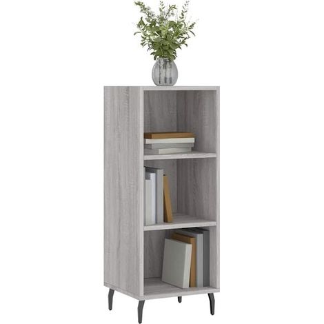 Buffet Bas de Cuisine en Bois d'Ingénierie Gris Sonoma – Meuble de Rangement 3 Portes avec Étagères, 90x32,5x34,5 cm pour Salon et Entrée (1/5)