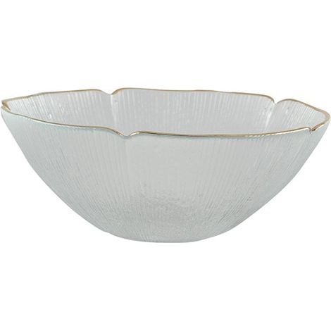 Coupe en Verre en Forme de Fleur avec Bord Doré pour Apéritif et Dessert 16 x 16 x 6 cm - PANGIVO (1/3)