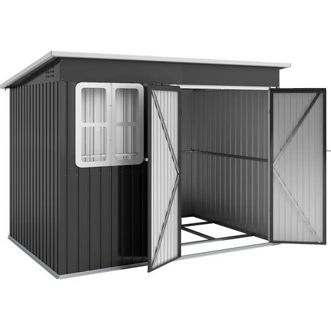 8.5 x 6ft Storage Shed Galvanised Steel Garden Shed, Metal Shed with Foundation Kit, Window, Lockable Wide Doors Air Vents for Outdoor Patio, Dark Grey (1/5)