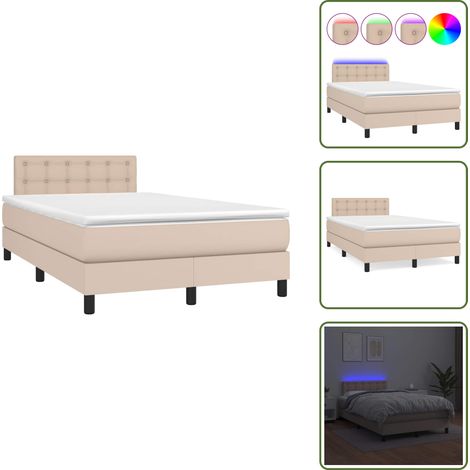 The Living Store Sommier à lattes de lit avec matelas LED cappuccino 120x190 cm - Sommier tapissier (1/5)