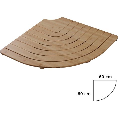 Pedana doccia semicircolare in legno di bambù 60x60 cm