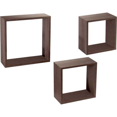 SET 3 PENSILI QUADRATI IN LEGNO DA PARETE IN TRE MISURE CON FINITURA NOCE (1/5)