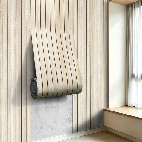 Panneaux muraux 3D à décoller et à coller en PVC, lattes de grille, 500,4 x 40,1 cm, autocollant mural, insonorisant, pour murs et plafonds, texture imitation chêne à chevrons (1/5)