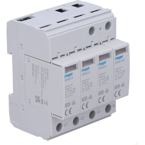 Parafoudre Hager SPB413 4 pôles 20 kA 275 V (1/3)