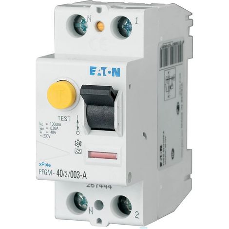 INTERRUPTEUR DIFFERENTIEL - Blanc - MANETTE NOIRE - 2 POLES / 40 A / 30 MA - TYPE A - Raccordement à vis (PFGM-40/2/003)