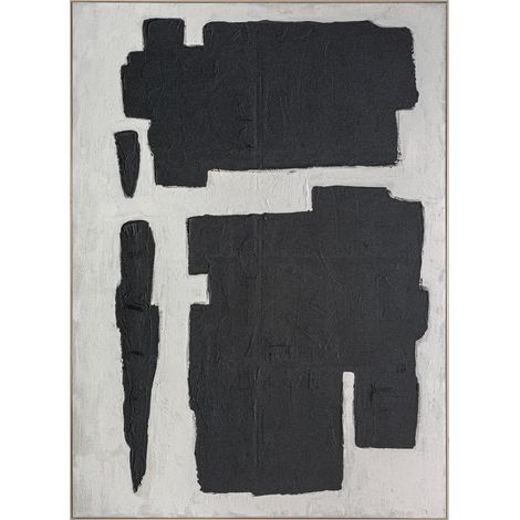 Tableau abstrait noir sur toile - noir et bois brun (1/4)