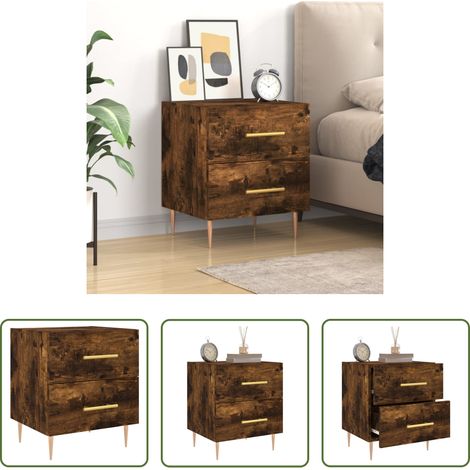 vidaXL Holz Nachttisch -  Nachttisch Räuchereiche 40x35x47,5 cm Holzwerkstoff (1/5)