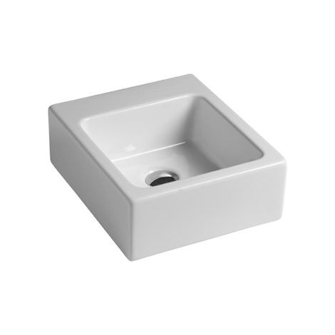 Lavabo Square appoggio/sospesi salvaspazio 32x37 quadro in (1/3)
