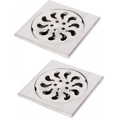 10x10x30mm 2pcs Siphon de Sol Acier Inoxydable, Grille de Douche Carrée Filtre de Douche Drain de Douche Attrape Cheveux pour Salle de Bain (1/5)