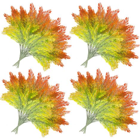 [Ande Online] (20 tiges par paquet) 20 plantes artificielles de jardin d'automne à 7 tiges, style persan, pour la décoration de la maison et de la table (rouge) (1/3)