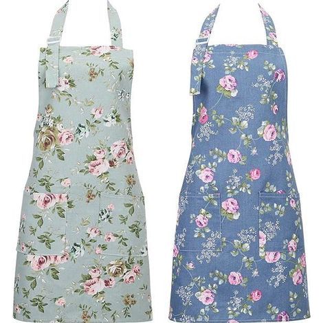 Lot de 2 tabliers de cuisine pour femmes, tabliers floraux réglables avec grandes poches (1/5)