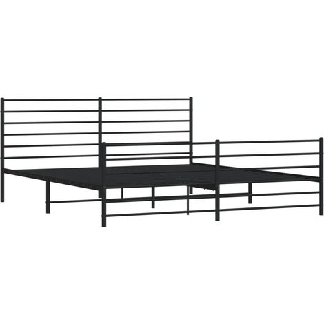 vidaXL Cadre de lit métal sans matelas avec pied de lit noir 200x200cm (1/5)