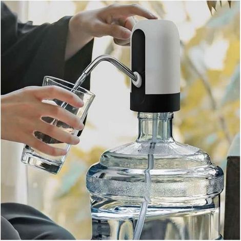 Distributeur D Eau Electrique - Compatible Bouteilles 48mm Et 55mm - Silicone Noir Et Plastique ABS - Protection Integree - 1 Unite (1/4)
