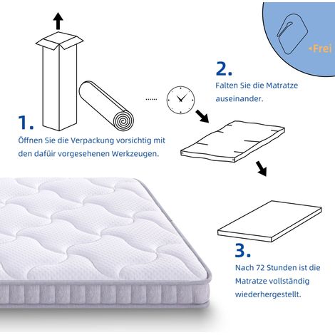 Matelas à ressorts ensachés 7 zones pour canapé-lit, lit pliant et lit d'appoint, respirant et confortable, fermeté H3, dimensions 90x200x10 cm, certifié OEKO-TEX (1/5)