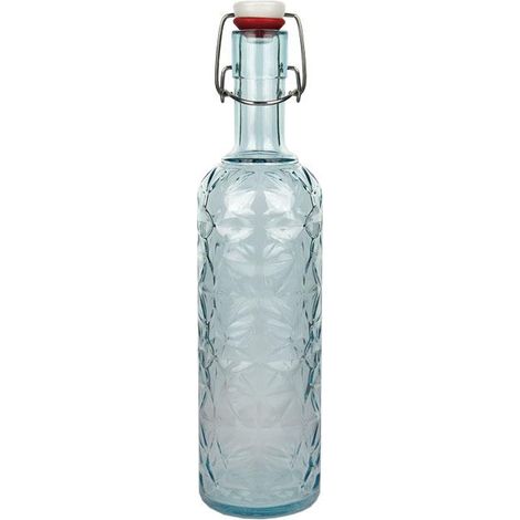 botella de vidrio transparente azul claro con cierre de estribo 1 l venta unitaria (1/4)
