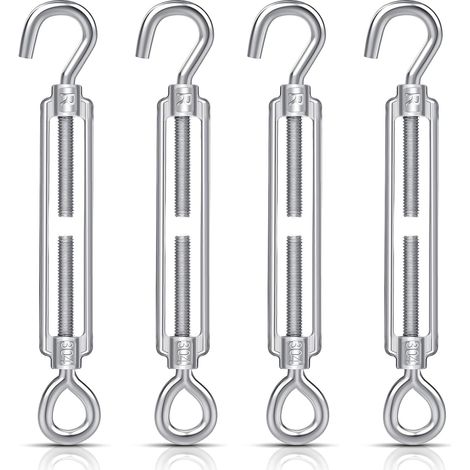 4 Pièces Tendeu à Cochet Et à Œil M6 Pou Câbles, Tendeu obuste En Acie Inoxydable, Tendeu De Câble, Tendeu De Câble, Tendeu De Fil Pou Guilande Lumineuse Diy, Code De Tente Suspendue