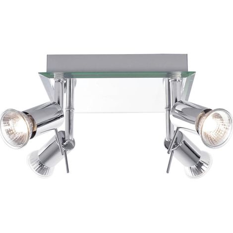 Litecraft Mercury Spotlight Plate Square Mirror Ceiling 4 Light- Polished Chrome (1/5)