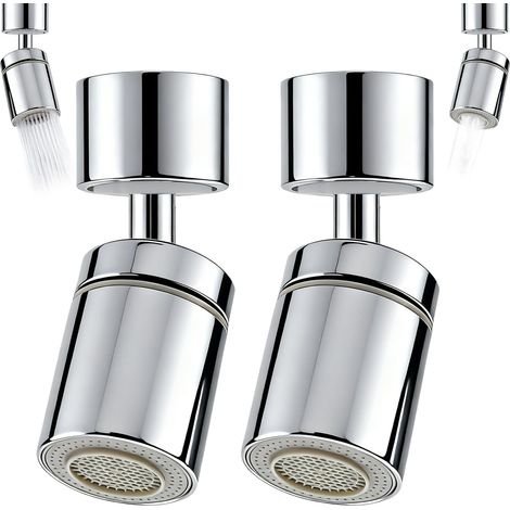 2 Pièces Mousseur de Robinet, Rotation 360°, 2 Modes Jet, Acier Inoxydable, Cuisine Salle de Bain (1/5)