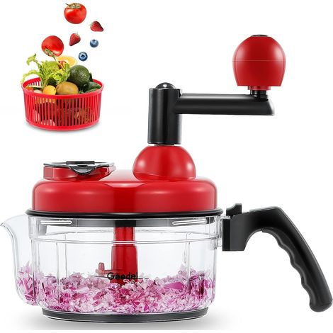 Hachoir manuel, coupe-aliments facile ,mixeur, hachoir à oignons rotatif pour l'ail, la salade, la salsa, les noix, la viande (1/5)