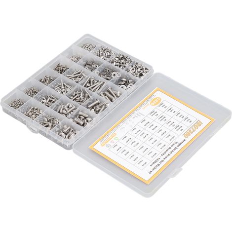 1220-teiliges Set aus Sechskantschrauben, Muttern und Unterlegscheiben aus hochverschleißfestem Edelstahl 304. Geeignet für die Größen M2, M3, M4 und M5. (1/5)