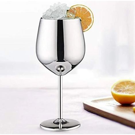 Verre à vin acier inoxydable 500 ml sans BPA tige métal (1/4)