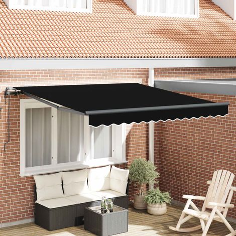 Einziehbare Markise Schwarz 300 x 250 cm Stoff und Aluminium