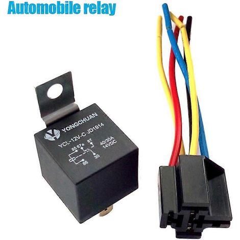 Relais automobile unipolaire à double direction compatible DC 12V, 5 broches, 5 fils, avec prise de faisceau de câblage 40. (1/5)
