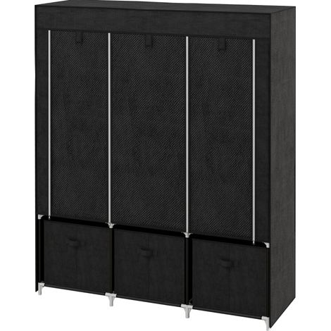 Armadio in tessuto non tessuto con fodera 125 x 43 x 162,5 cm con 3 cassetti nero HOMVRA (1/5)