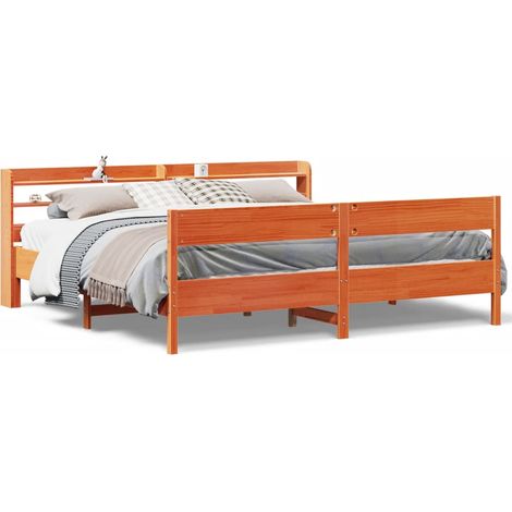 Maison Exclusive - Letto senza Materasso Marrone Cera 200x200 cm in Legno di Pino
