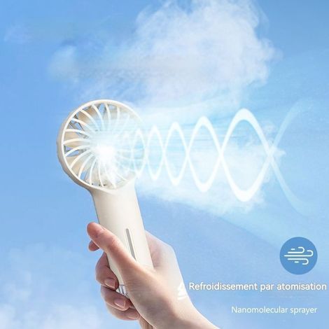1 Mini ventilateur brumisateur, 3 vitesses, rechargeable, portable, bureau, voyage, sport (1/5)