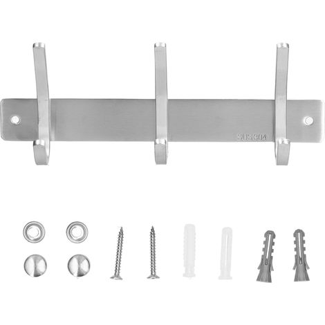 Crochet mural cuisine 3 crochets SUS304 inox polis accessoires perforation pour salle de bain (1/5)