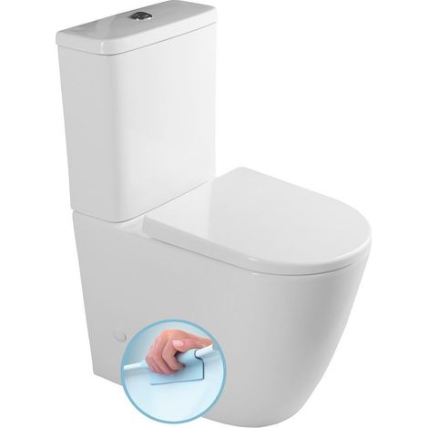 WC combiné TURKU, siège surélevé, sans rebord, sortie inférieure/arrière, blanc (1/5)