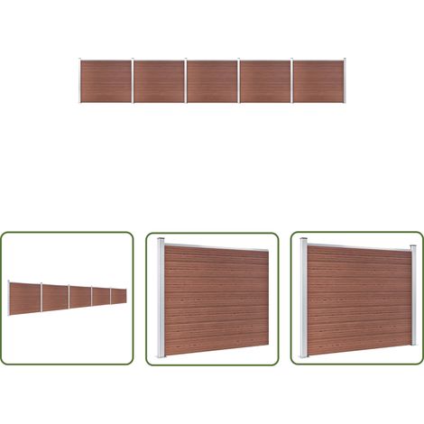 The Living Store Ensemble de panneau de clôture WPC 872x146 cm Marron - Clôture Jardin - Clôture Composite - Clôture WPC - Clôture Marrone - Barriere Jardin (1/5)