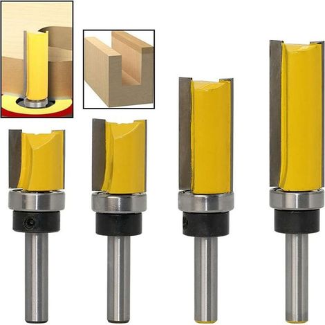 Set of 4 Flush Cutters with 8mm Shank - Copy Cutter - Steel (1/3)