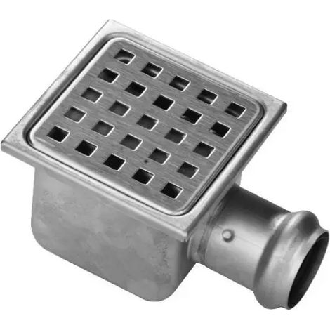 Piletta scarico in acciaio inox 304 105x105 mm usc. orizzontale ø40 GEBO