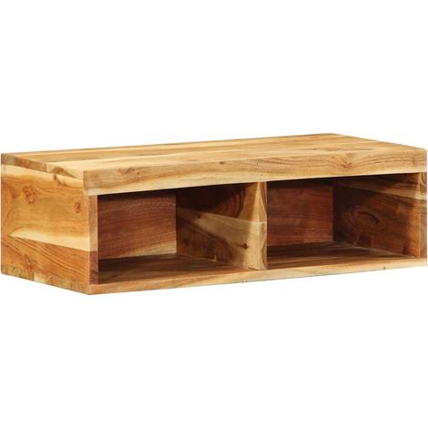 Mueble de TV de pared que ahorra espacio y ofrece amplio espacio de almacenamiento 60 x 30 x 19 cm fabricado en madera de acacia natural 020057703