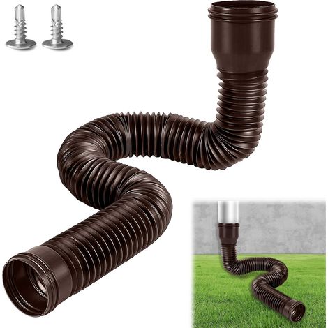 Extension de gouttière flexible, ronde, pour tuyau de descente de 80/100 mm, extensible de 47 à 150 cm, (brun) (1/5)
