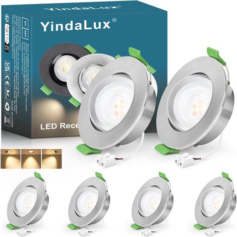 Spot led encastrable GU10 cadre IP65 incl.5W Module LED 4000K, Spot encastrable 230V Blanc mat Spots de plafond Rond plat Spot 68mm Trou pour extérieur-intérie, Lot de 6, Non dimmable