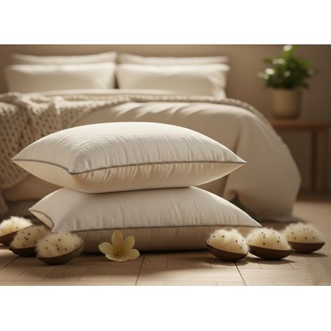 Cuscino in Kapok 100% Naturale Alto 15 cm, Fodera in Cotone (1/4)