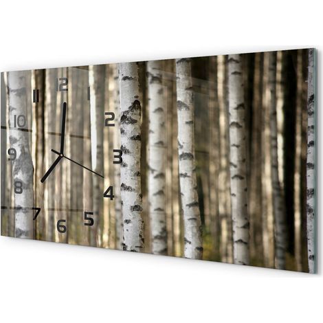 Horloge Murale XXL 60x30 cm Design Moderne en Verre Trempé Salon Salle à Manger Bouleaux (1/5)