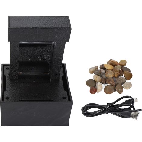 Fontaine d'eau de table d'intérieur en miroir avec lumière LED en pierre, mise hors tension automatique pendant 2 heures, pour la maison, le bureau, la relaxation, la méditation (1/5)