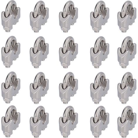 20 Pinces de Serrage en Acier Inoxydable pour Câbles de Gréement - JINFGERNE - Résistantes à la Corrosion, Idéales pour Systèmes de Garde-Corps et Bannières (1/5)