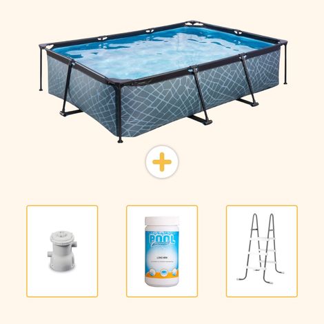 Exit-toys Piscine Exit Rectangulaire - Effet Pierre - 300x200x65 cm - 4-pièces SCB84 (1/5)