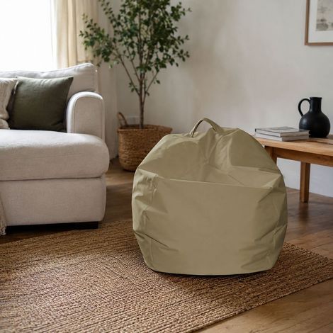 Dmora Pouf a sacco elegante, colore beige, Misure 65 x 50 x 65 cm, con imballo rinforzato (1/4)